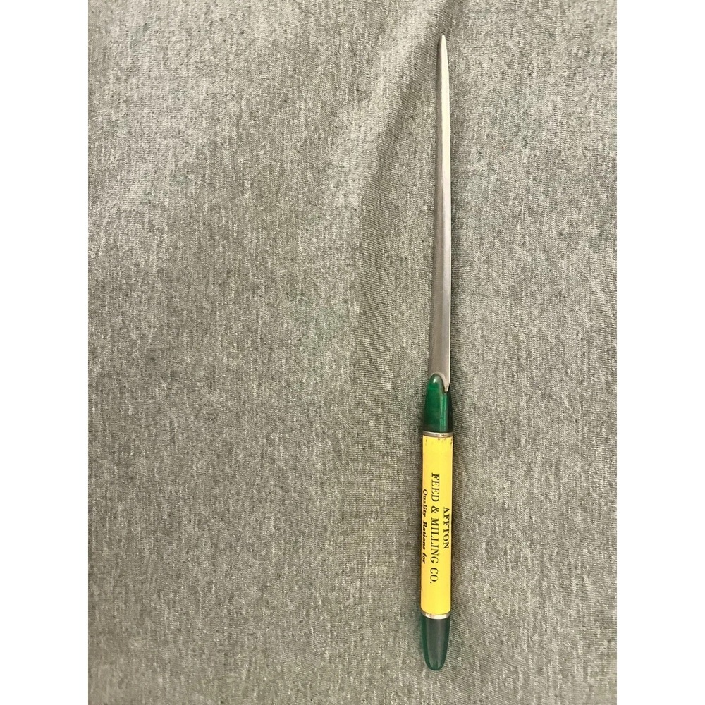 VTG Rare Afton Feed And Milling Mail Letter Opener With Round Handle Yellow
